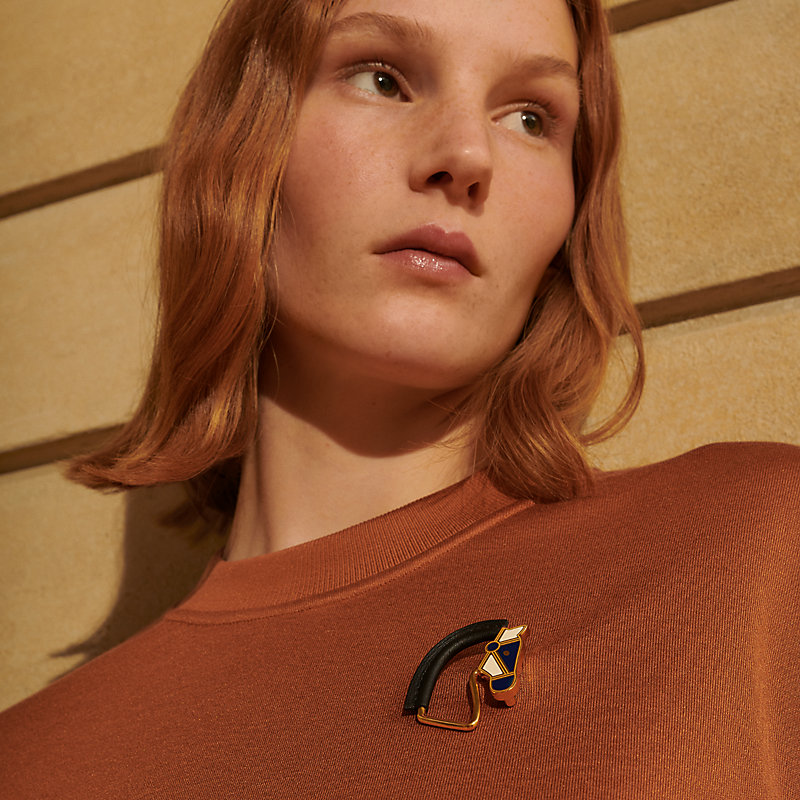 Cheval brooch - Black | Hermès Canada