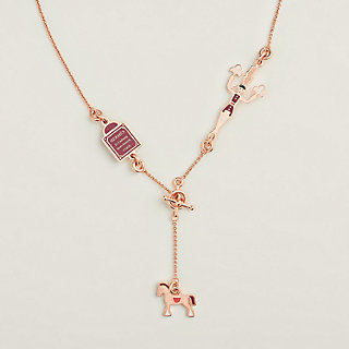 〈お洒落チャーム♪〉HERMES cheval necklace Hermes Cheval Necklace Vulcanium with Palladium Hardware
