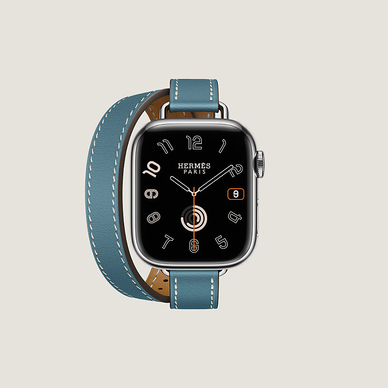 2001 Apple Watch エルメス　ディアゴナル　ブルー　HERMES 0742011J71_front_4