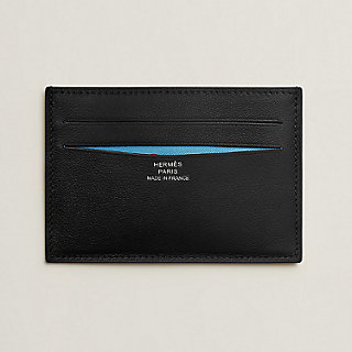 Hermes Citizen Twill Card Holder Leather with Silk Blue 1478511