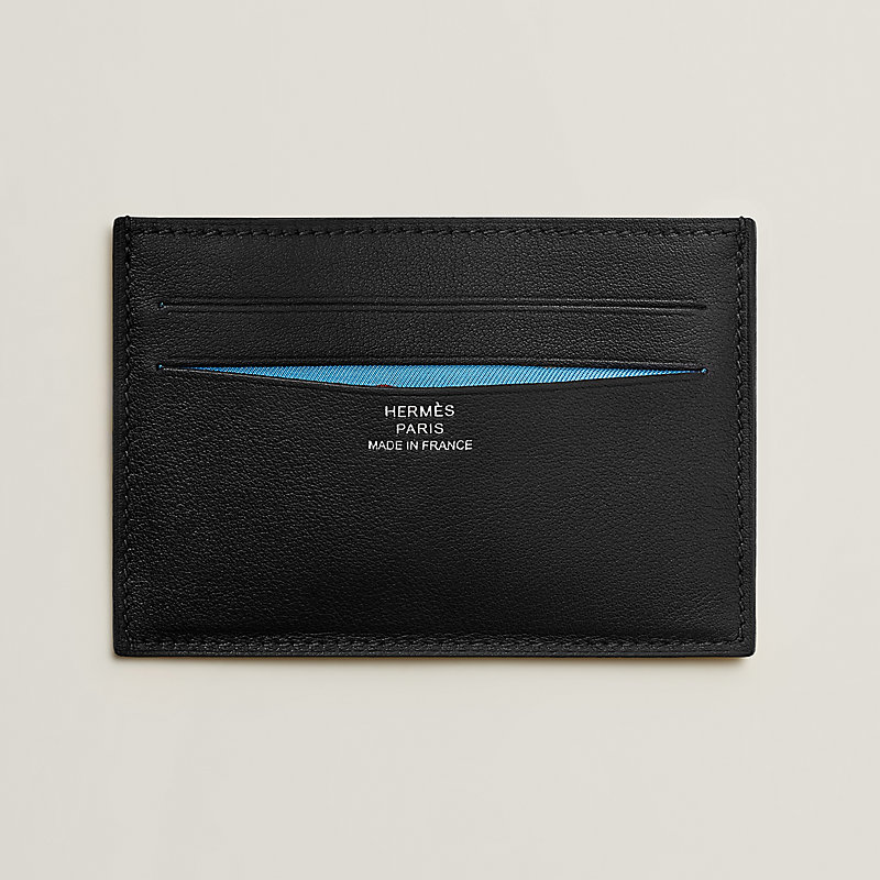 Hermes Citizen Twill Card Holder Leather with Silk Blue 1478511