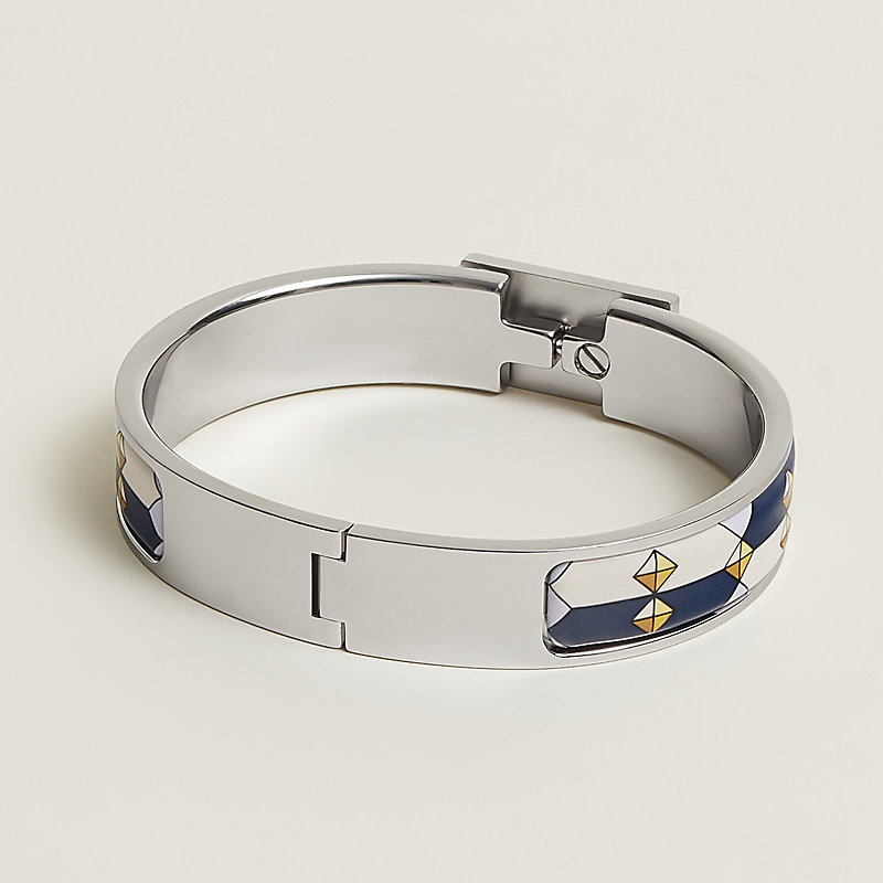Hermes Narrow Clic H Bracelet (Lilac/Palladium Plated) - GM