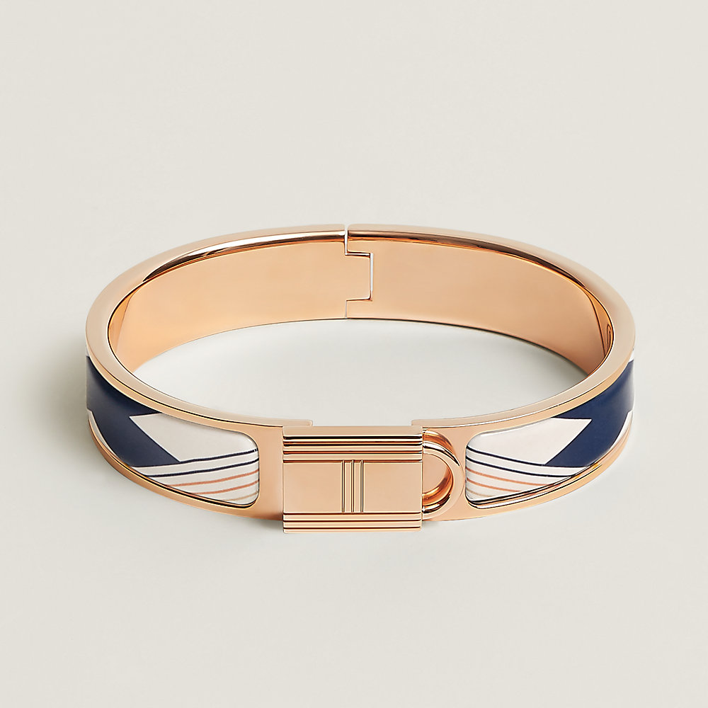 Hermès 2021 Gold and Grey Narrow Clic Cadenas Bracelet · INTO