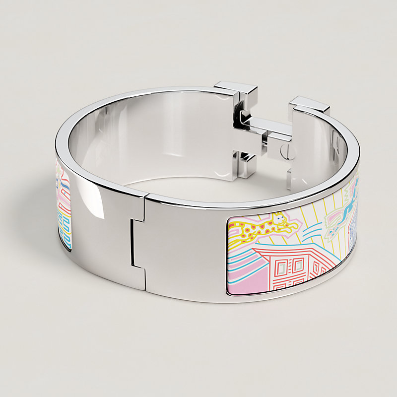 HERMES∽Bracelet Clic Clac H Le Chat Carreクリック∽パリ速達 clic-clac-h-glitter-bracelet--