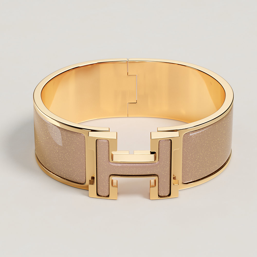 Clic Clac H Glitter bracelet - Brown | Hermès Australia