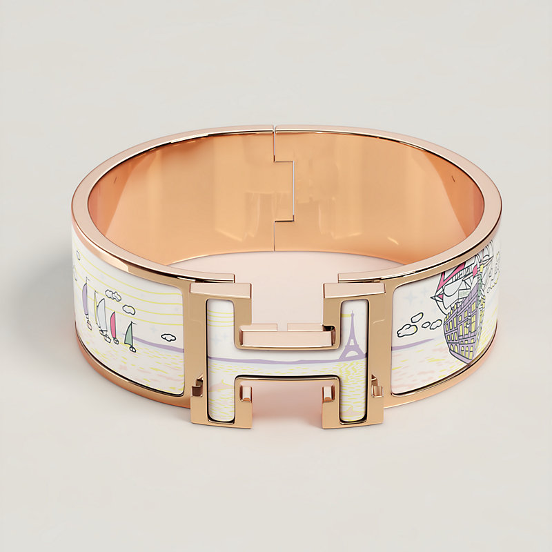 Hermès Clic Clac H Narrow Enamel Bracelet Orange Gold Hardware – SukiLux