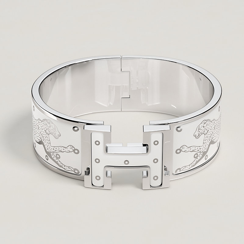 Clic Clic Clac H guepards bracelet - White | Hermès USA Clic Clic Clac H guepards bracelet - White | Hermès USA