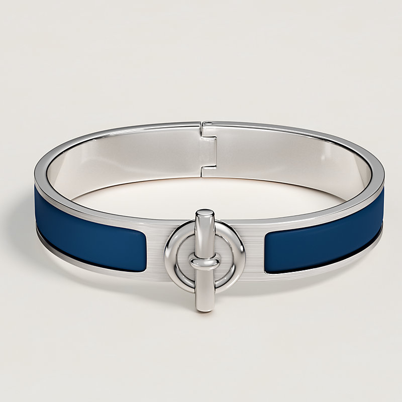 The Navy Leather and Matte Buckle Bracelet