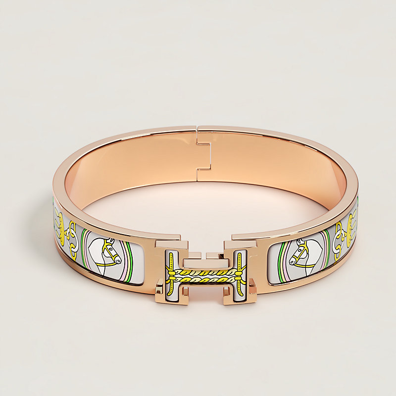 Hermes Clic H Narrow Bracelet Orange Enamel and Pink Gold - Hermes  Bracelets - Hermes Jewelry