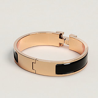 Hermes Narrow Clic H Bracelet (Lilac/Palladium Plated) - GM