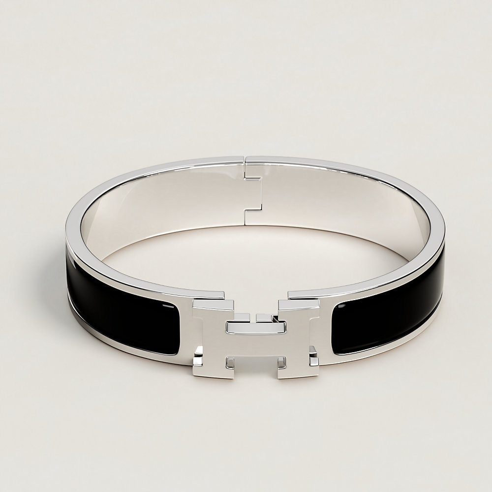 Hermes Wide Clic Clac H Bracelet (Khaki/Palladium Plated) - GM | Rent Hermes  jewelry for $55/month - Join Switch