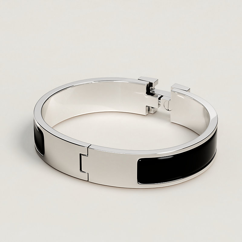 Hermès // Black Leather & Silver Bracelet – VSP Consignment