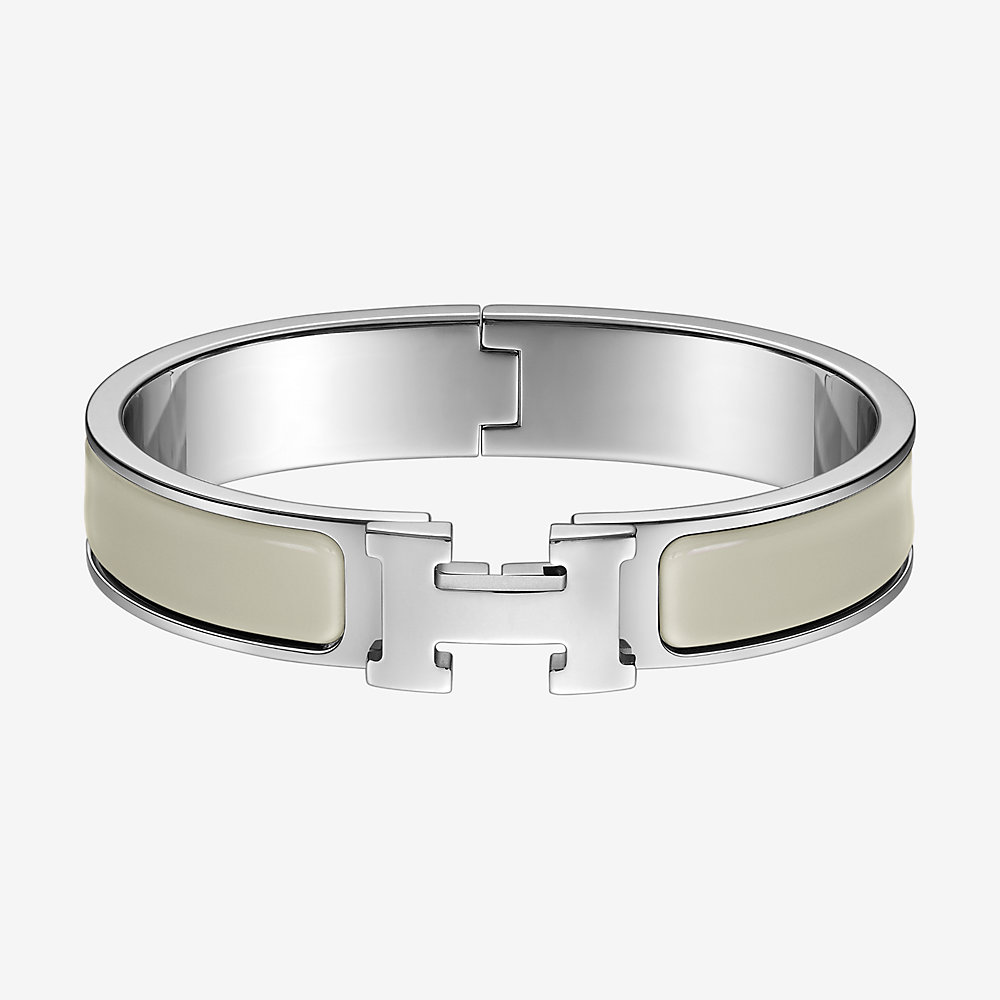 hermes silver and white bracelet