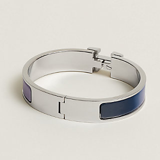 Hermes Clic H Navy and Silver Bracelet