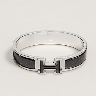 Clic H Glitter bracelet - Black | Hermès Australia Clic H Glitter bracelet - Black | Hermès Australia