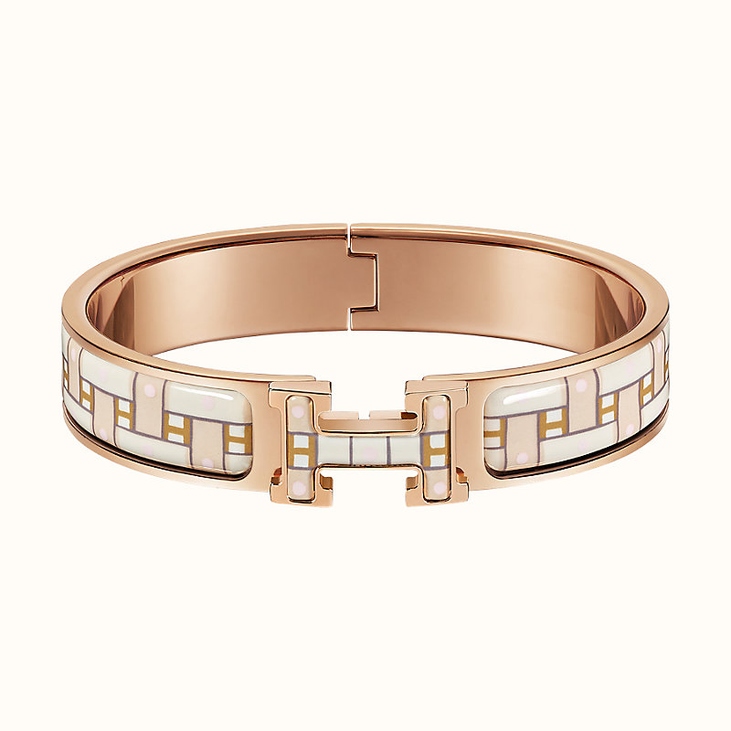 hermes clic h bracelet rose dragee