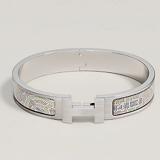 新品未使用HERMES LE BRACELET H ホワイト バングル Clic H guepards bracelet - White | Hermès USA