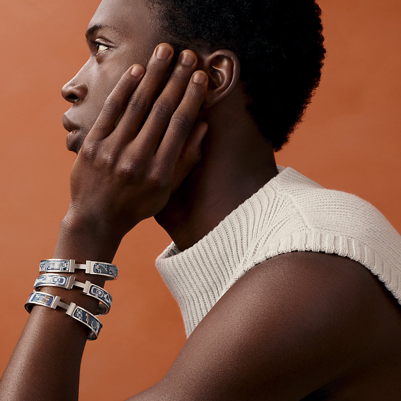 Clic HH Hermès Metallique bracelet - White | Hermès USA