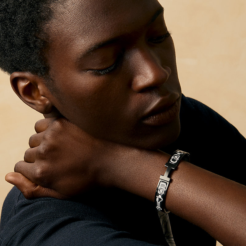 Clic HH Hermès Metallique bracelet - Black | Hermès USA