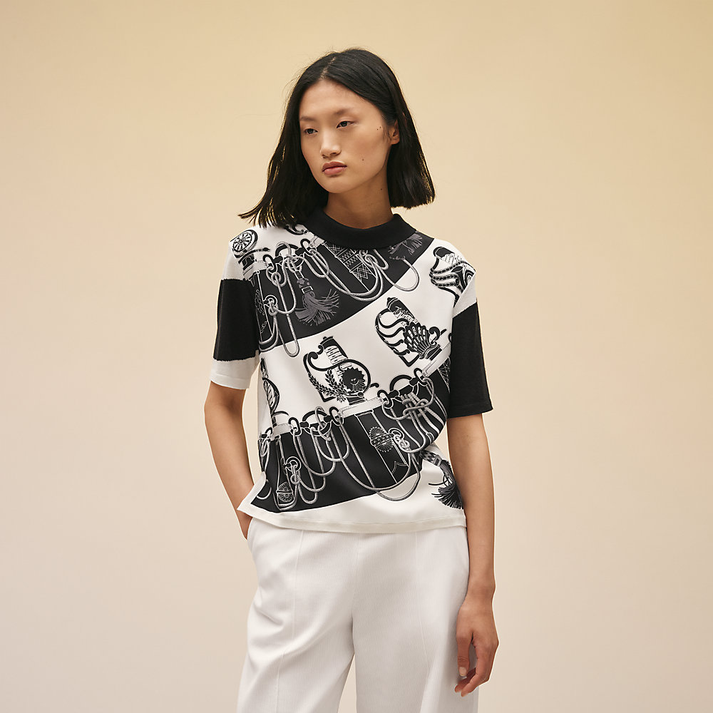 "Cliquetis Finesse Multicolore" short-sleeve twillaine sweater | Hermès Singapore