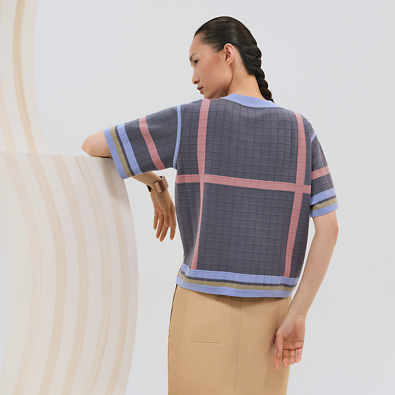 【HERMES】Coaching Deja Vuプリント Twillaine半袖セーター Coaching Deja Vu