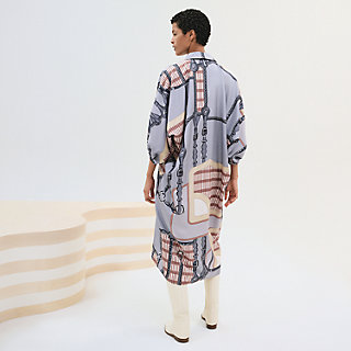 アートを纏う HERMES Robe droite imprime Coaching Remixドレス Coaching Remix