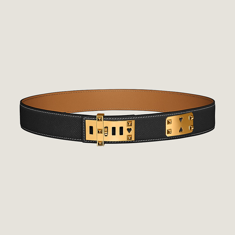HERMES Collier de Chien Belt in Black Box Leather Size 75