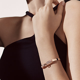 Hermes 18K Rose Gold Collier de Chien Small Bracelet Size Sh