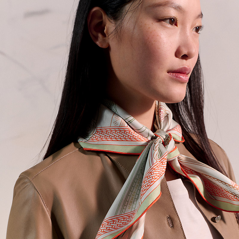 Concours d'Etriers Remix double face scarf 70 Orange Hermès