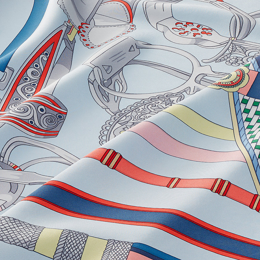 HERMES H071721S 07 CARRE WASH TWILL 100% SOIE 90CM PANI LA SHAR  