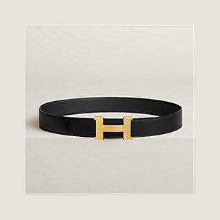 Hermès Hermes H belt constance mini Black Taupe Leather ref.116982 - Joli  Closet