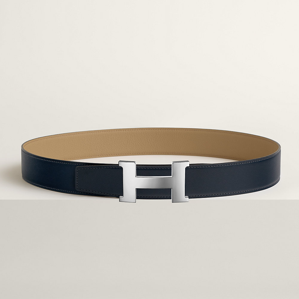 HM CONSTANCE BELT BUCKLE & REVERSIBLE NAVY BLUE LEATHER STRAP 38MM SILVER HARDWARE main image 1