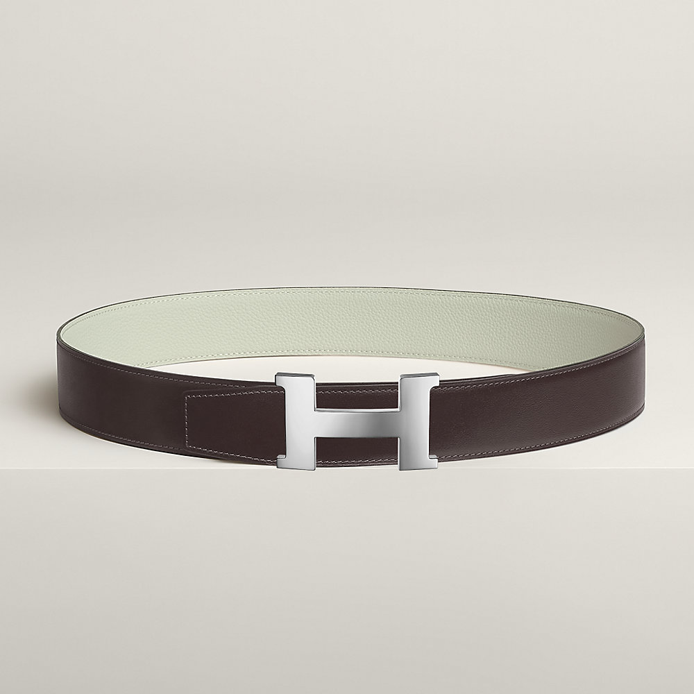 H CONTANCE BELT 38MM SILVER BUCKLE BLUE LEATHER