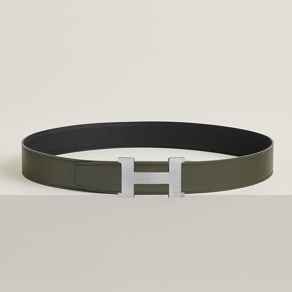 HM CONSTANCE BELT BUCKLE & REVERSIBLE NAVY BLUE LEATHER STRAP 38MM SILVER HARDWARE