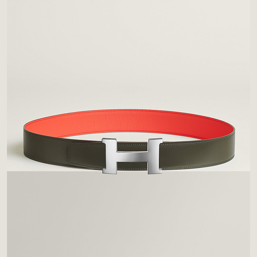 HM CONSTANCE BELT BUCKLE & REVERSIBLE CHOCOLATE BROWN LEATHER STRAP 38MM GOLD HARDWARE