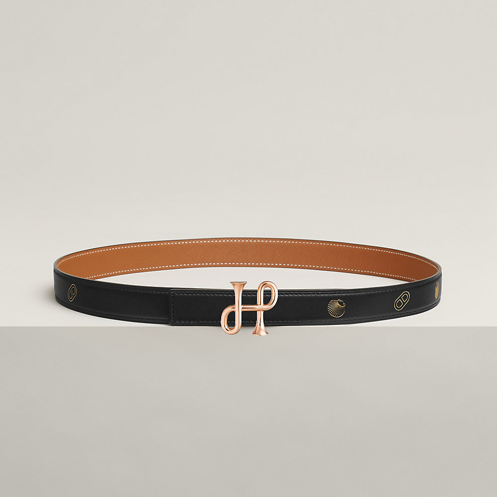 HERMES 最新作 ベルト 本革レザー ギフト H ロゴ Cor Baroque Cor Baroque belt buckle & Hermès sur Mer reversible leather