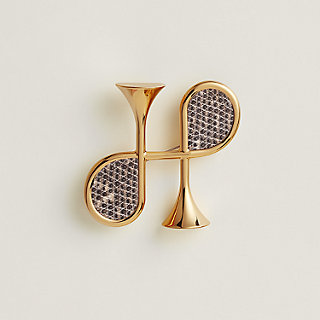 【HERMES】*Broche Cor H* Hロゴ ゴールドメタルブローチ HERMES】デザイン性×おしゃれ×ゴールド ☆ Cor H ブローチ