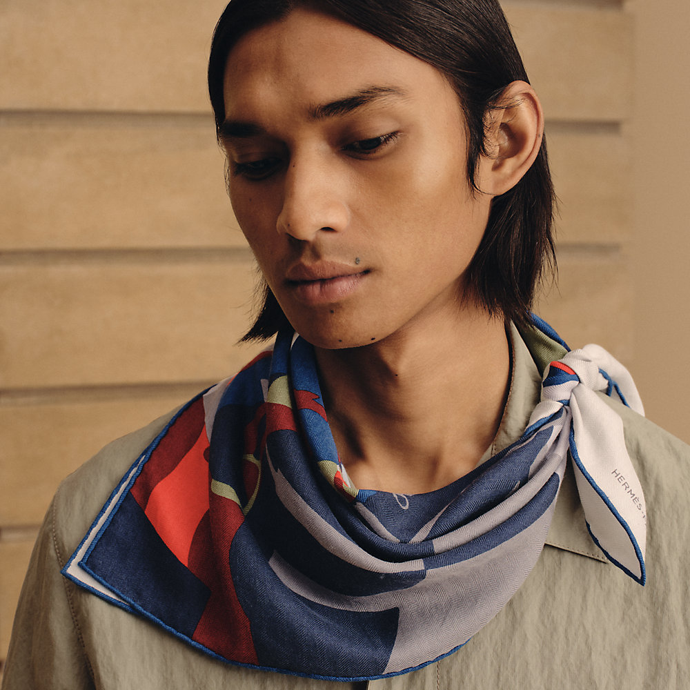 Course Cinetique scarf 65 Blue Hermès USA