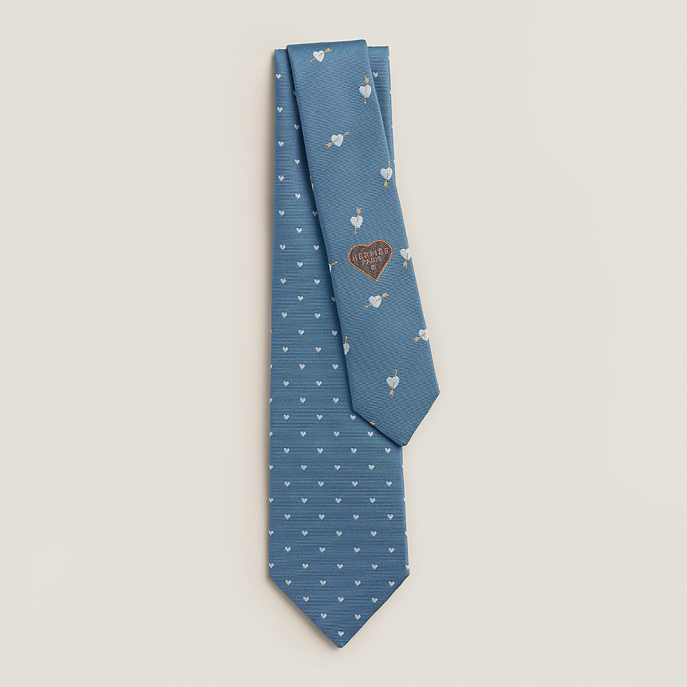 Cravate Hermès En Soie Numérotée - Bleue - Occasion Pour Homme
