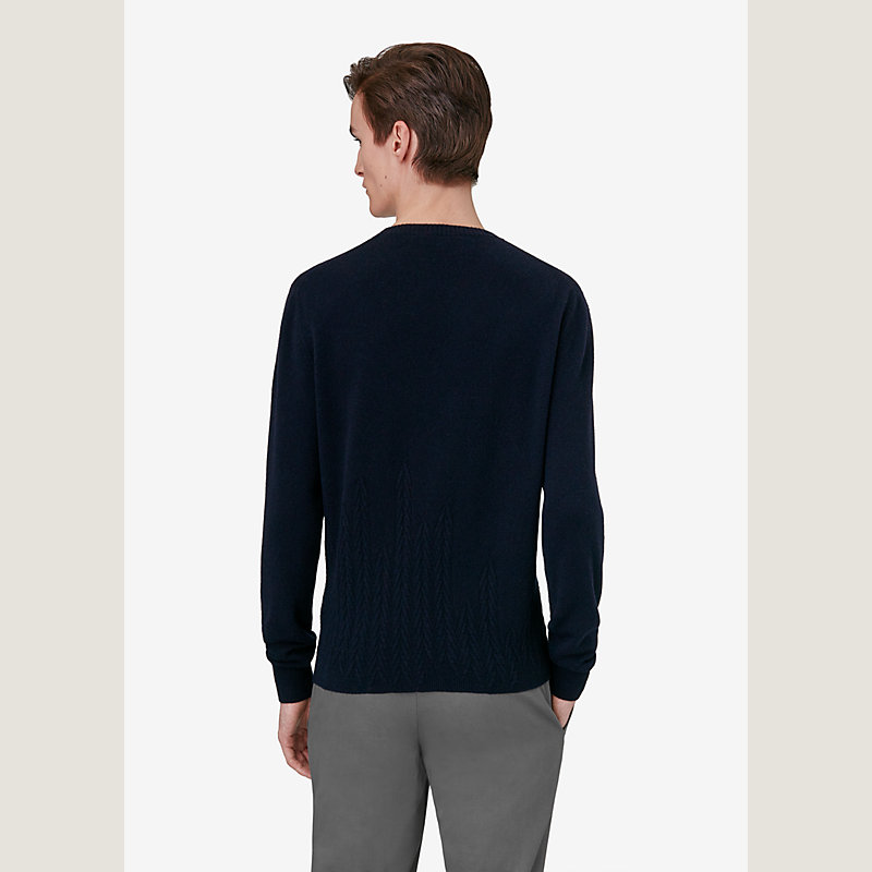 Crewneck sweater with chevrons