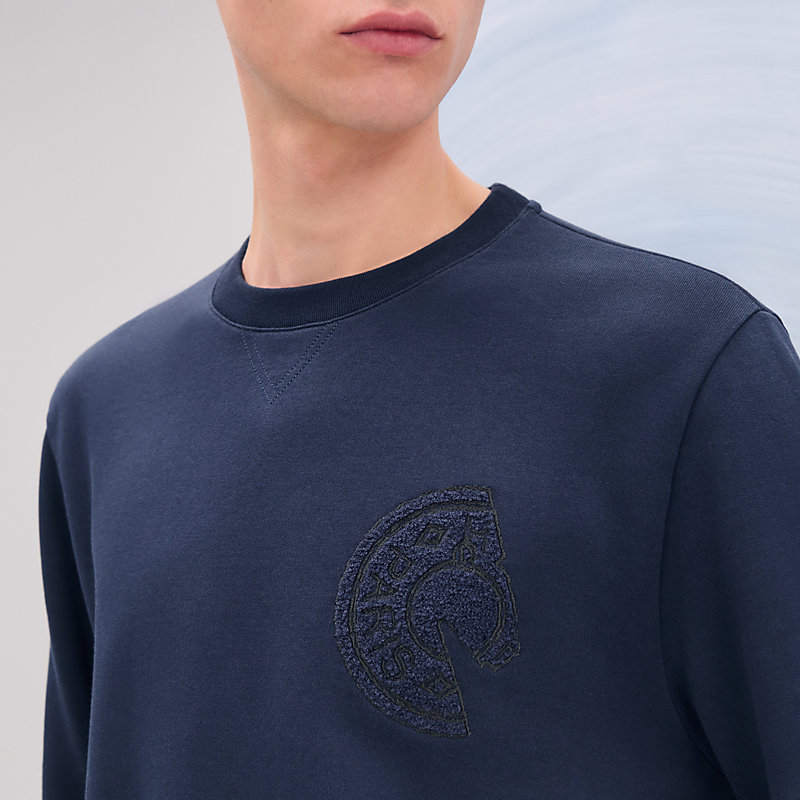 Crewneck sweater with Clou de Selle detail | Hermès Malaysia