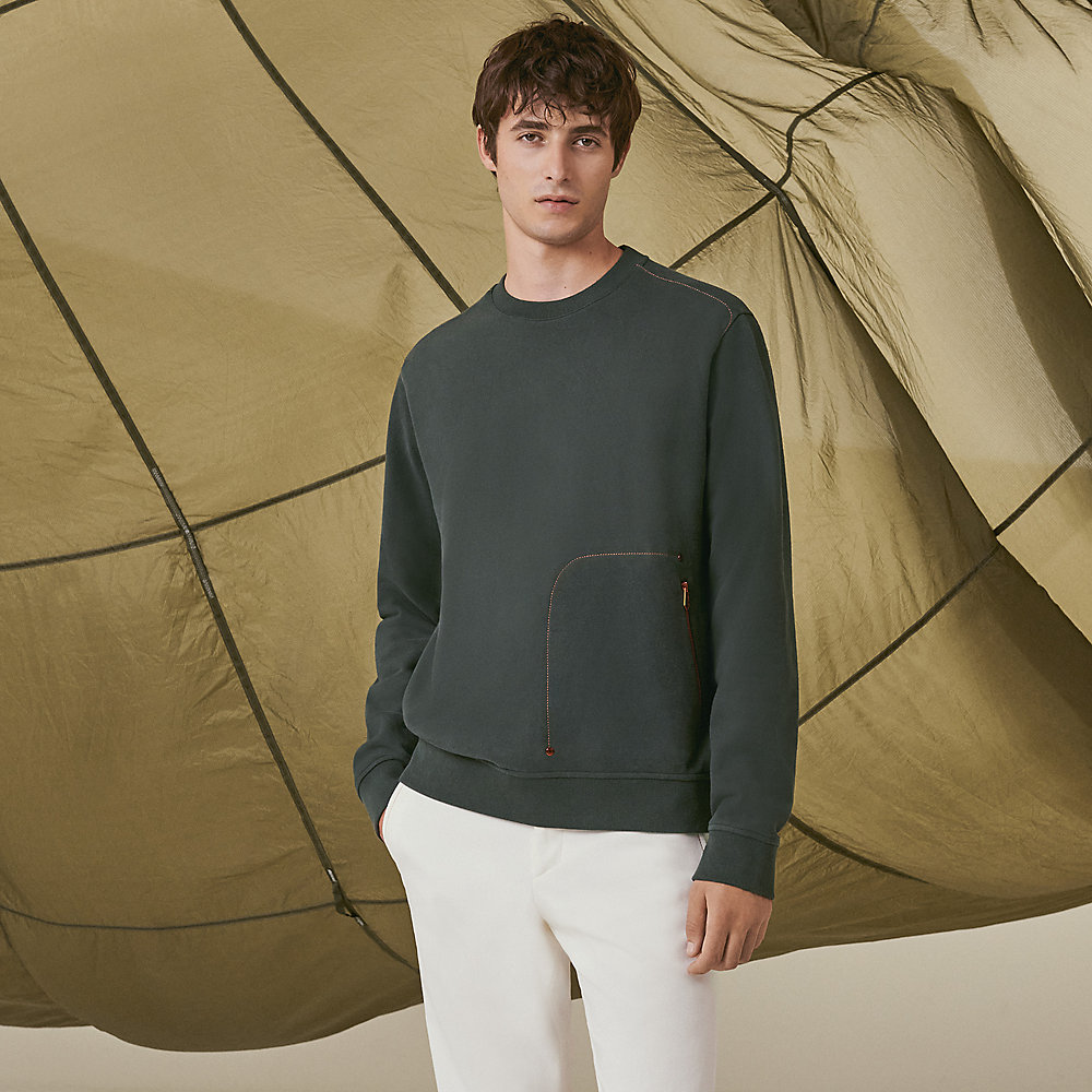 Crewneck sweater with colorful Clou de Selle details | Hermès