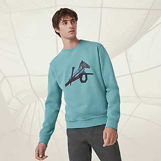 【素敵】HERMES Sweat col rond patch cuir llerie au Carre Sweat col rond patch cuir « Métallerie au Carré » | Hermès