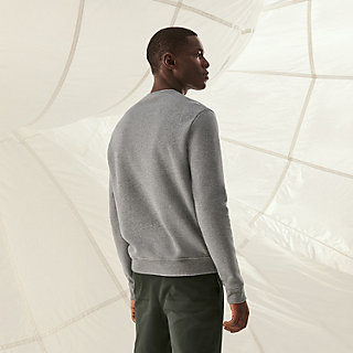 Crewneck sweater with leather detail | Hermès Saudi Arabia