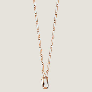 Hermes CURIOSITE Necklace H071649FPAA Metal Vaux Swift Lizard