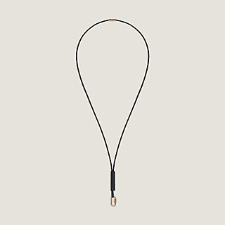 Hermes Black/Black Lizard/Permabrass PENDANT CURIOSITE NECKLACE