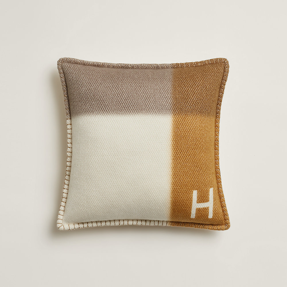 Coussin Hermès Yack'n'Dye 43x43 Cm - Gris Et Marron - Neuf - Fabriqué Au Népal