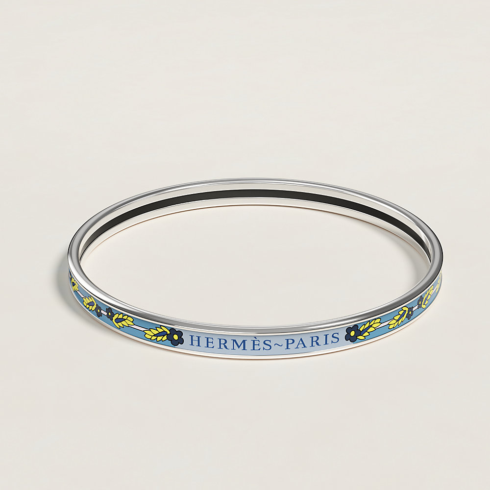 Hermes Palladium Enamel Scarf Ring Blue