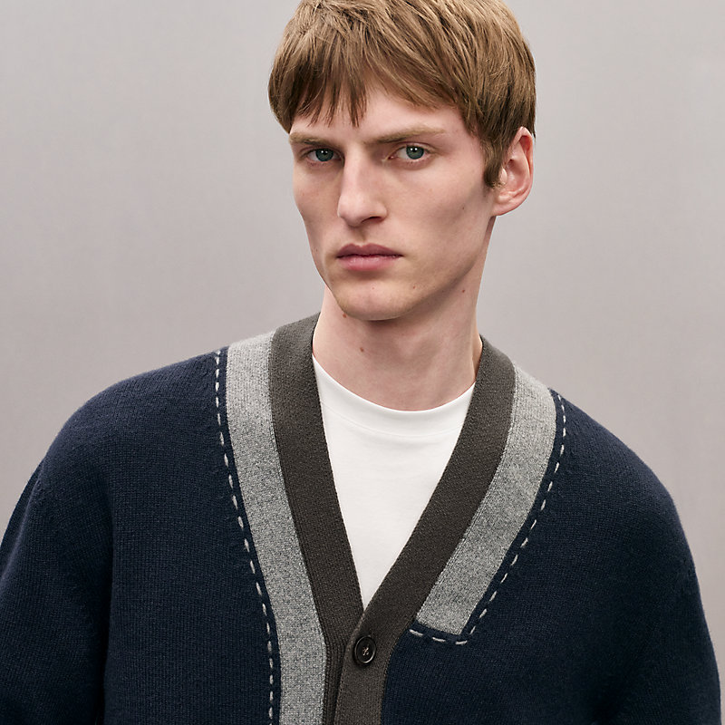 "Decoupe sellier" buttoned cashmere cardigan