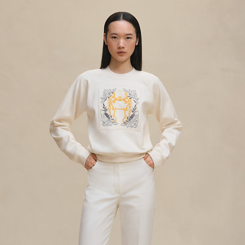 HERMES◇2024SS/della cavalleria/Tシャツ/38/コットン/WHT